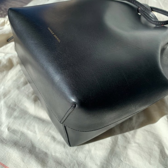 Authentic Mansur Gavriel Mini Bucket Bag in Black Flamme, Black + Red Leather - Picture 8 of 9